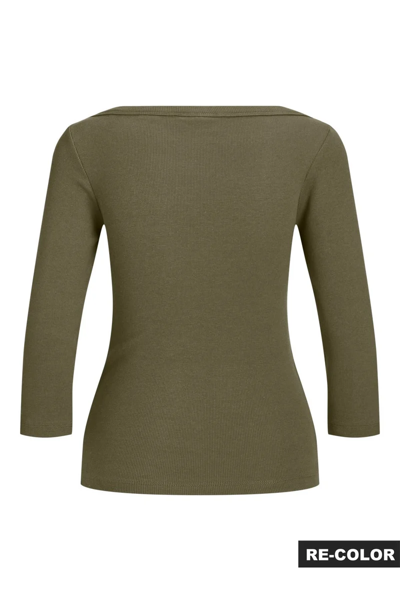 Jjxx - Jxfifi Str 3/4 Boatneck Top - 5236934 Burnt Olive