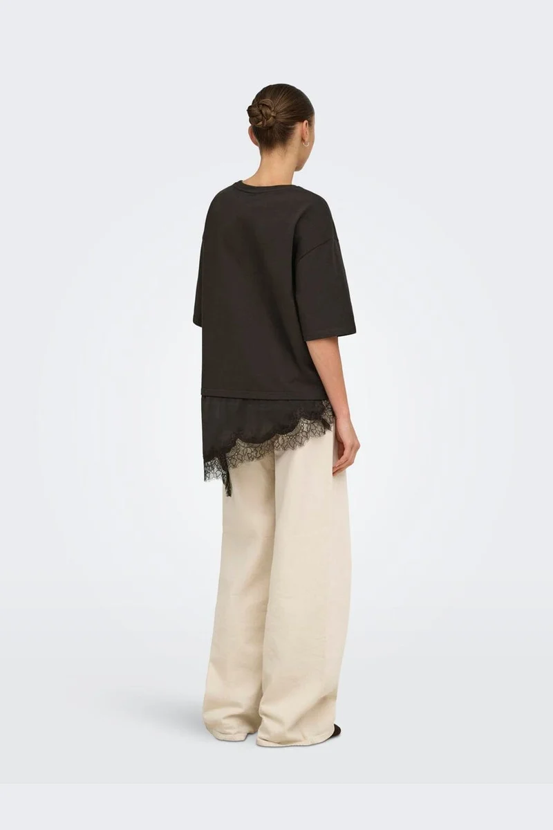 Jdy - Jdyalma 2/4 Lace Detail T-Shirt - 5157233 Chocolate Torte