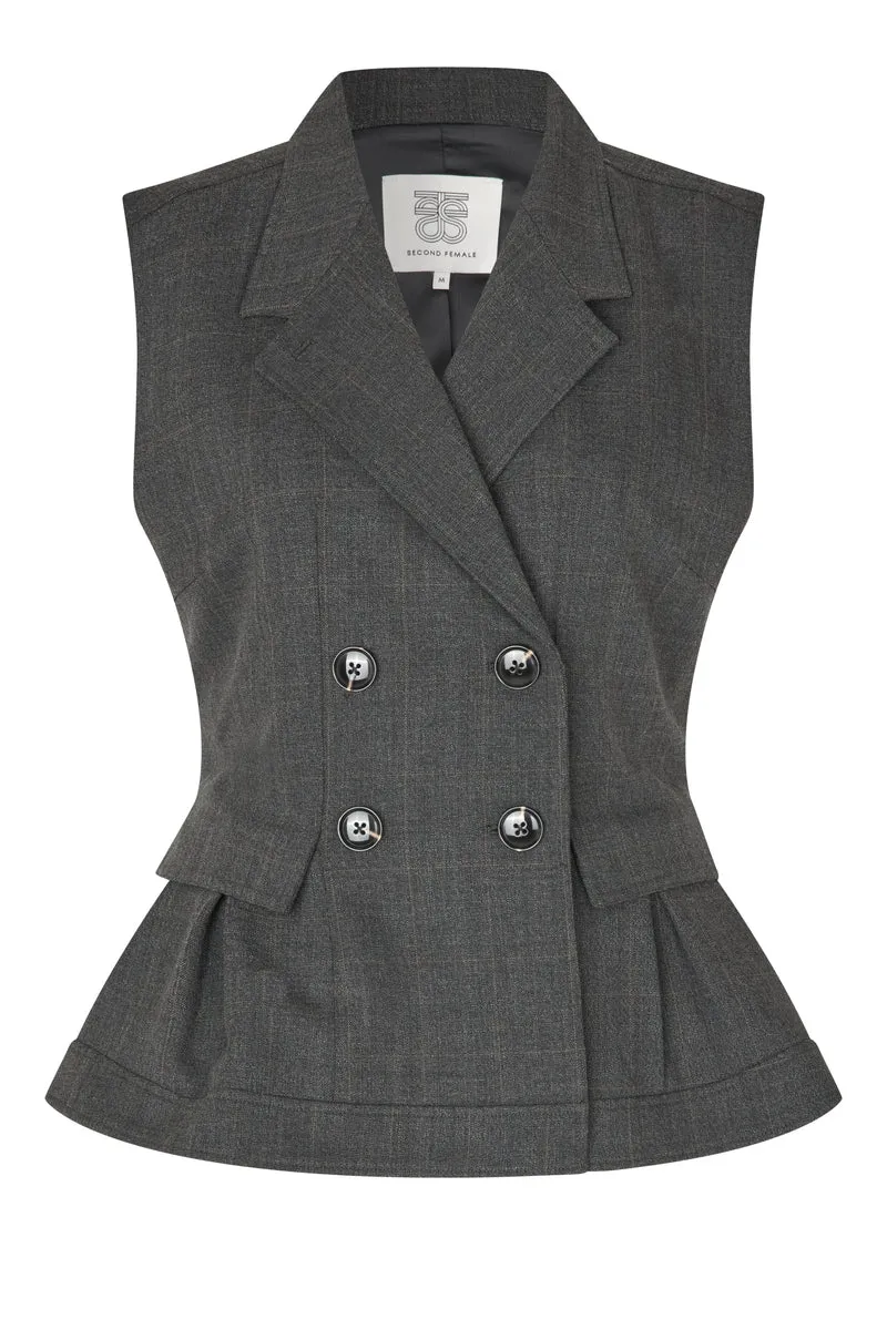 Second Female - Anjou Waistcoat 60962 - 7003 Dark grey melange