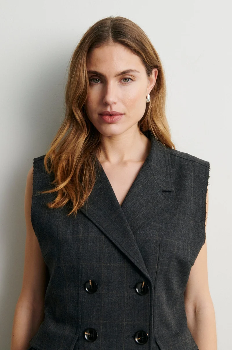 Second Female - Anjou Waistcoat 60962 - 7003 Dark grey melange