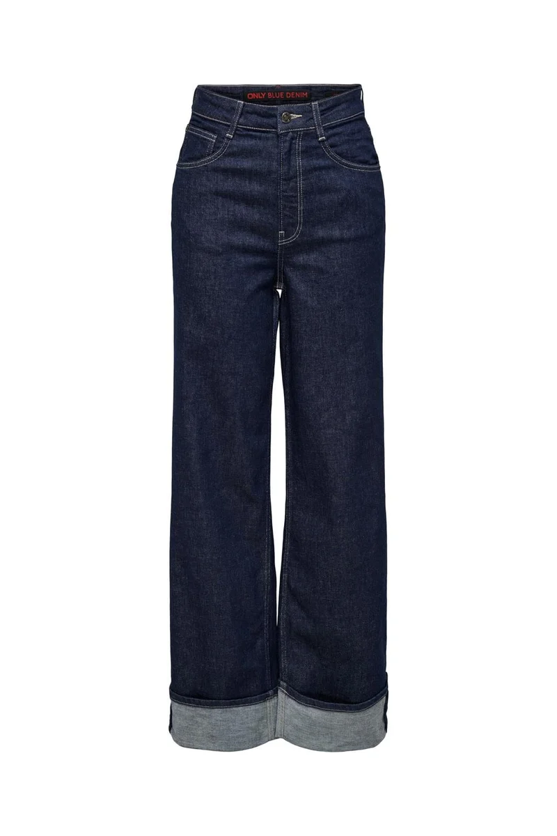Only - Onlmercer Wide Fold Up Red Rea - 4596002 Dark Blue Denim