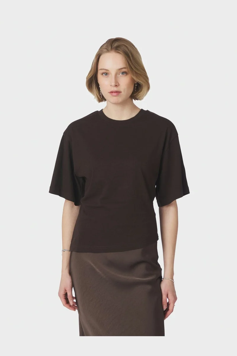 Neo Noir - Alira Boxy Tee 169728 - 676 - Dark Brown