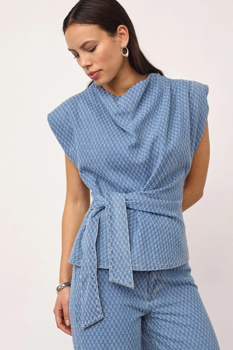 Co´Couture - Antocc Denim Pleat Top 500177 - 45004 - Light Denim