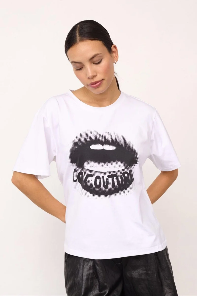Co´Couture - Lipcc Coco Box Tee 500066 - 10001 - White