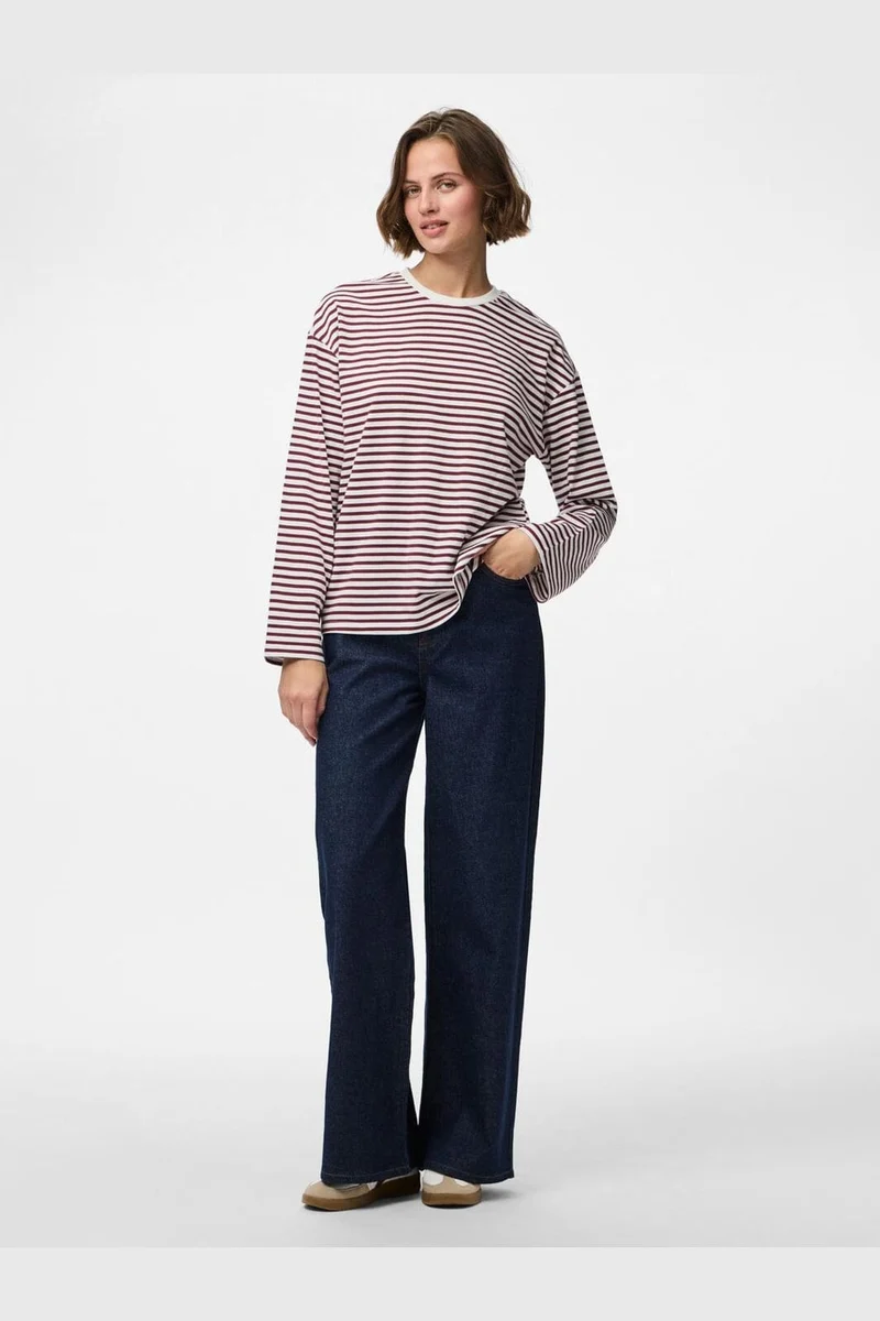 Pieces - Pcsadie Ls Top - 4804150 Cloud Dancer Tawny Port