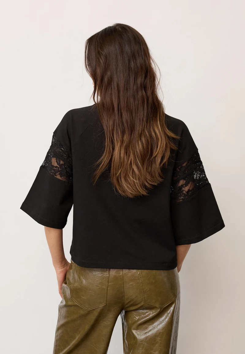 Co´Couture - Elycc 87 Lace Tee Sweat 500029 - 65001 - Black