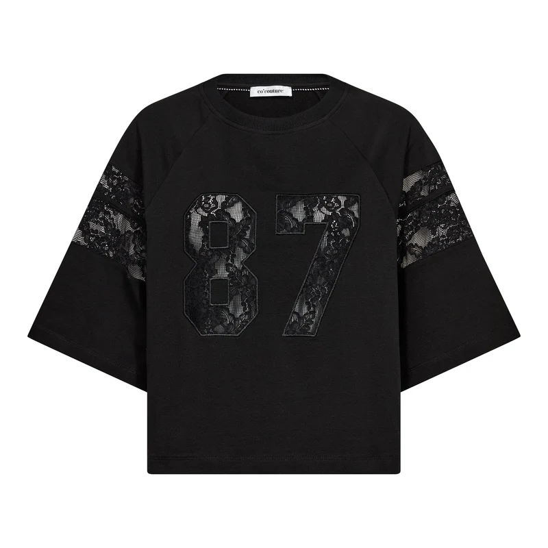 Co´Couture - Elycc 87 Lace Tee Sweat 500029 - 65001 - Black