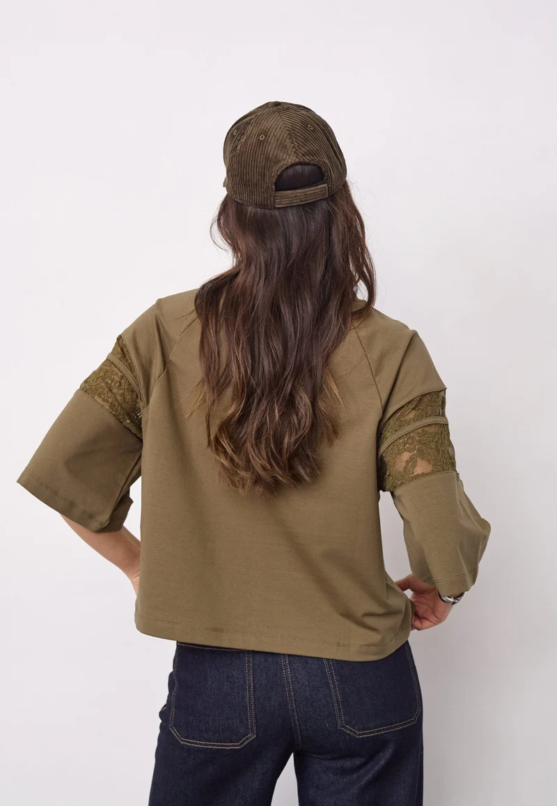 Co´Couture - Elycc 87 Lace Tee Sweat 500029 - 60004 - Army