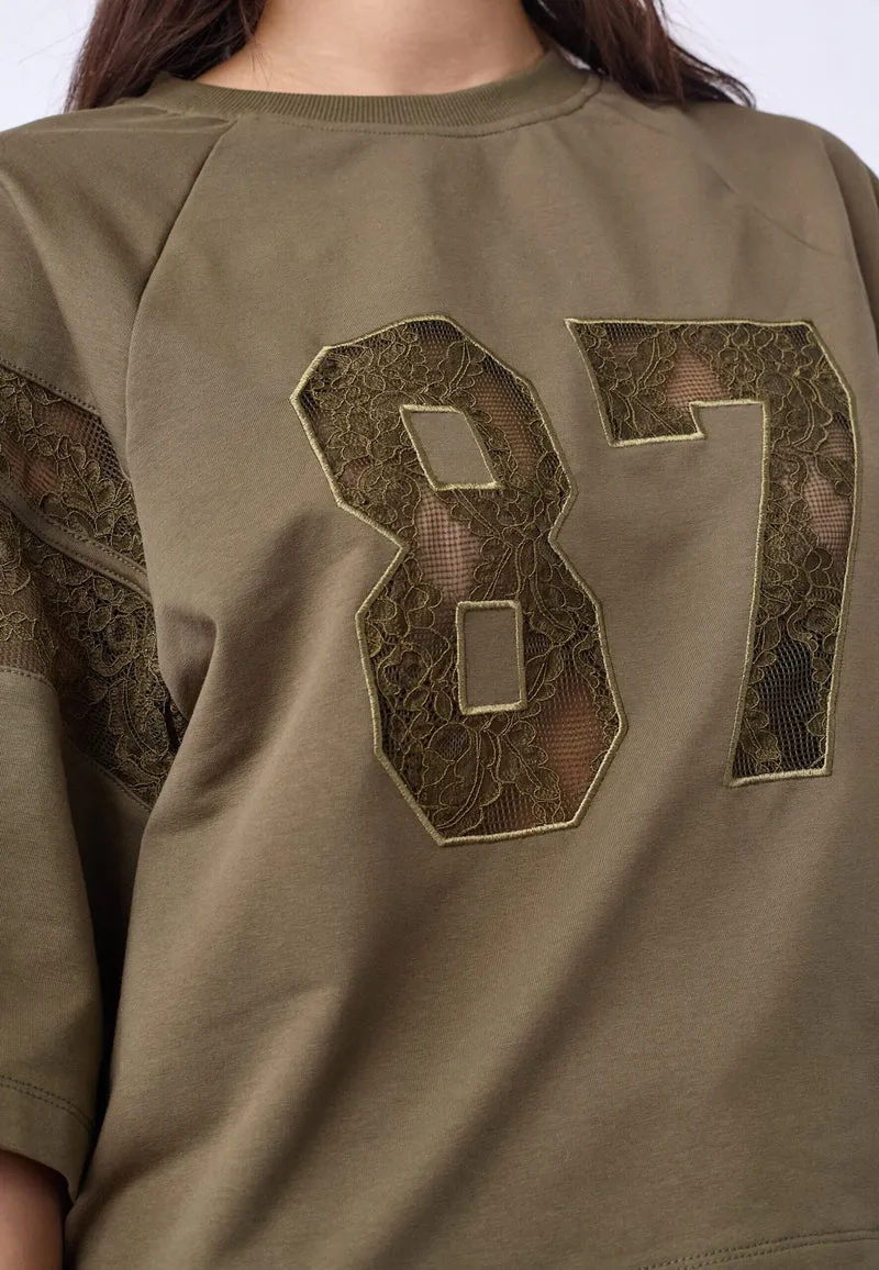 Co´Couture - Elycc 87 Lace Tee Sweat 500029 - 60004 - Army