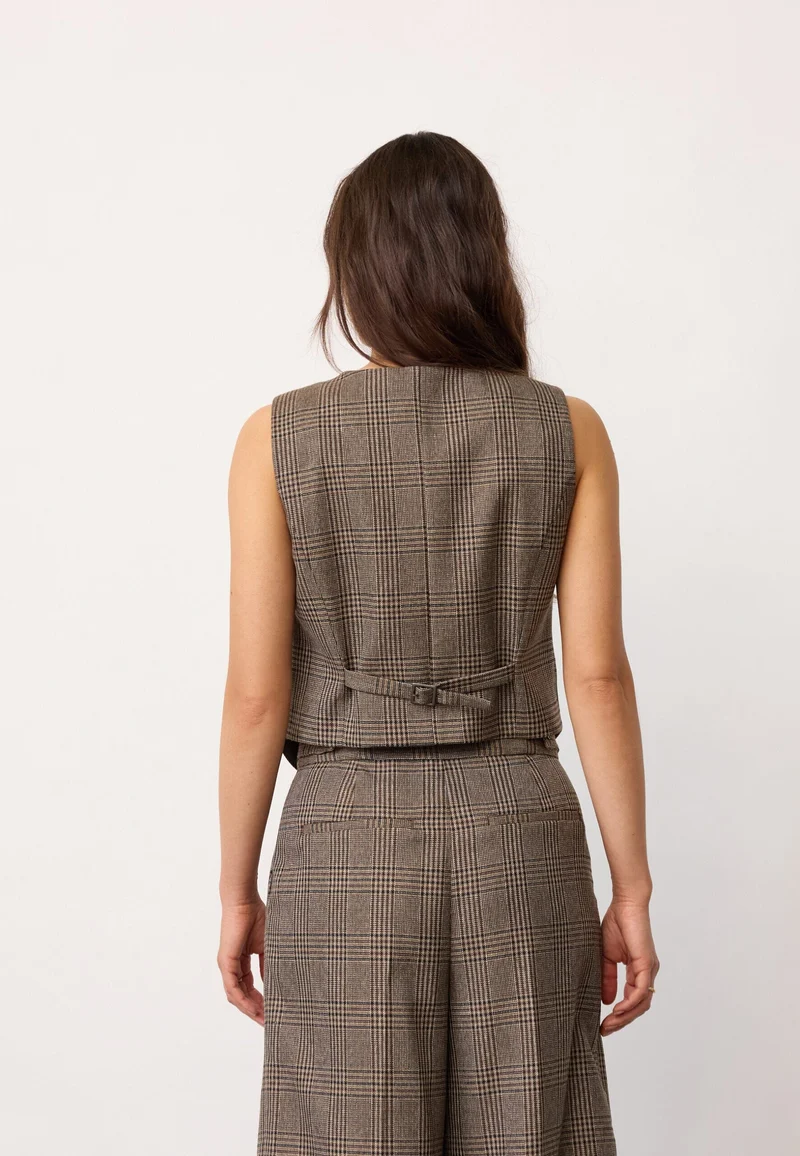 Co´Couture - Veyacc Check Wrap Vest 500142 - 20002 - Brown
