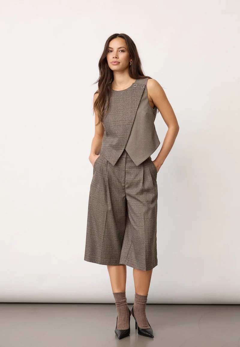 Co´Couture - Veyacc Check Wrap Vest 500142 - 20002 - Brown
