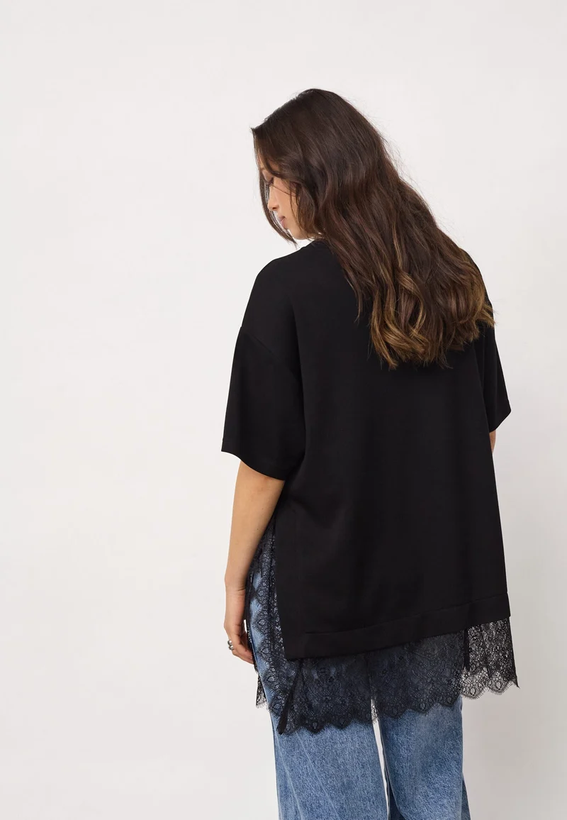 Co´Couture - Larsoncc Mix Lace Tee 500414 - 65001 - Black