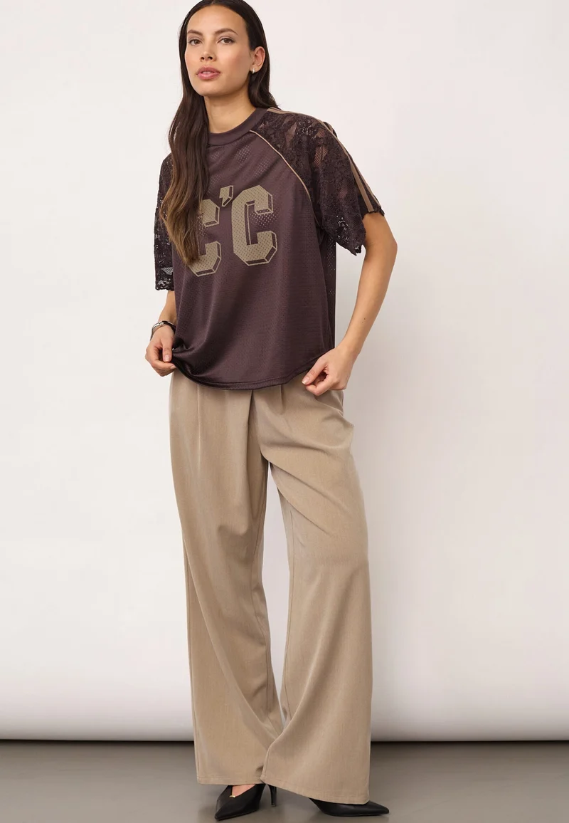 Co´Couture - Treycc Logo Lace Tee 500205 - 20003 - Dark Brown