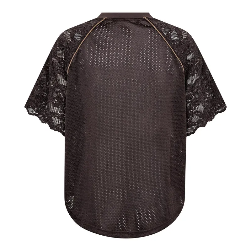 Co´Couture - Treycc Logo Lace Tee 500205 - 20003 - Dark Brown