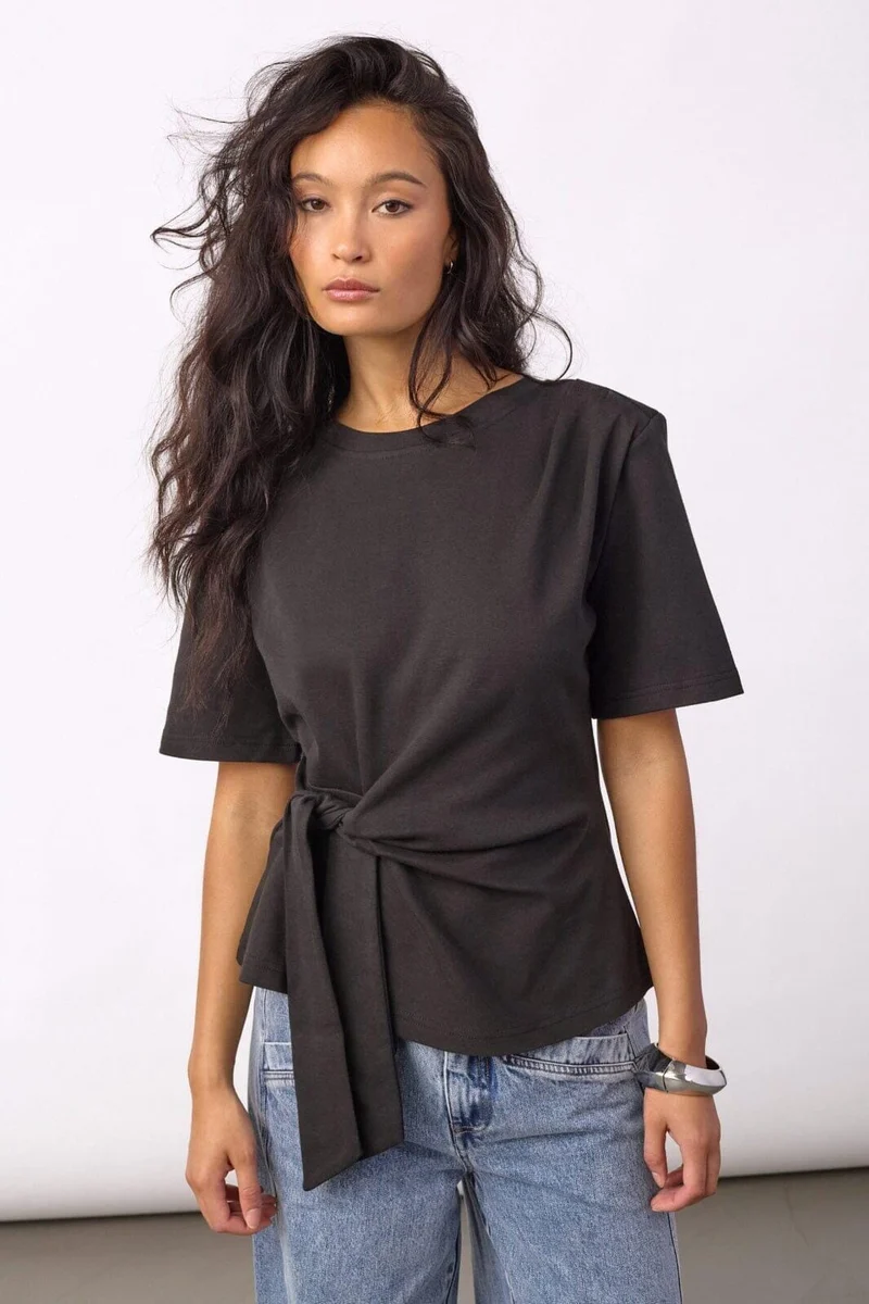 Co´Couture - Orianecc Pleat Tie Tee 500096 - 65001 - Black