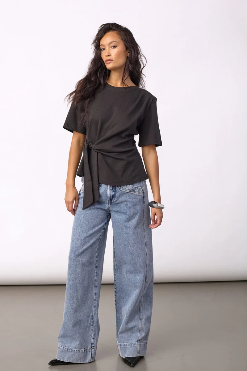 Co´Couture - Orianecc Pleat Tie Tee 500096 - 65001 - Black