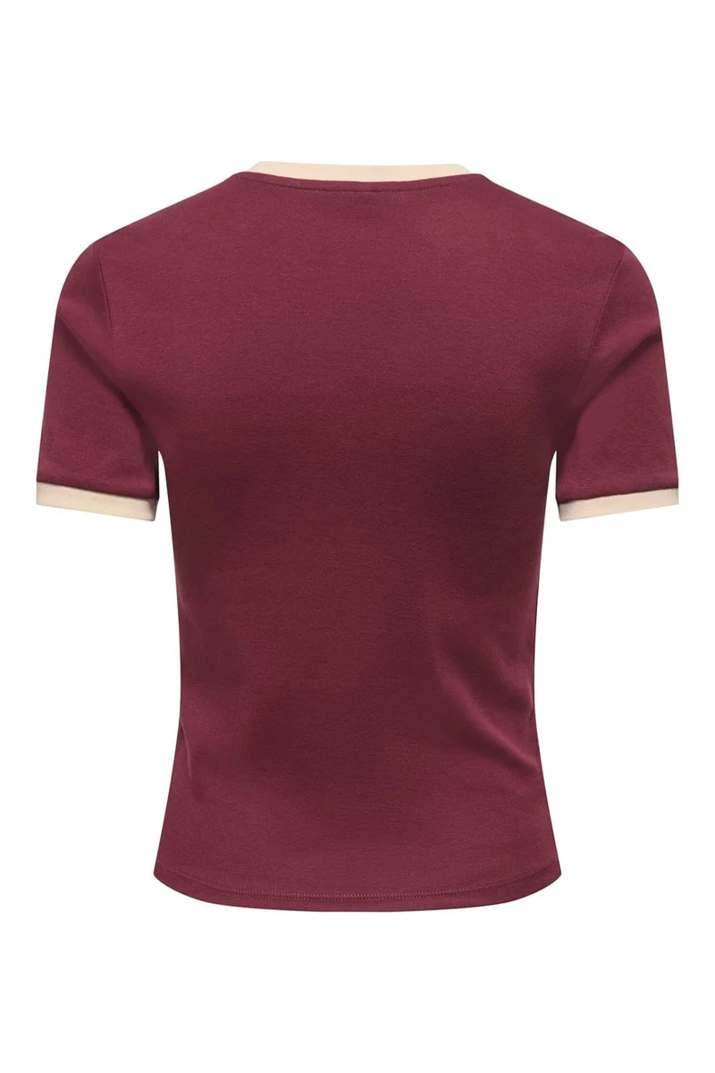 Only - Onlbina S/S Short Top Solid - 5189718 Windsor Wine Biscotfi Contrast