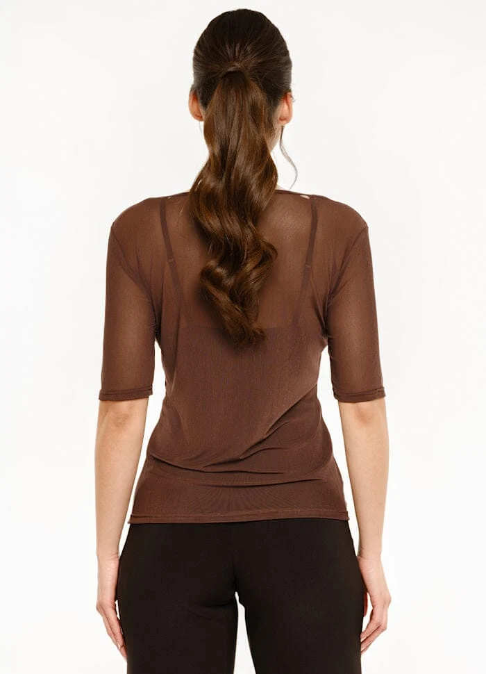 Liberte - Mesh Ss Tshirt 22064 - Dark Brown