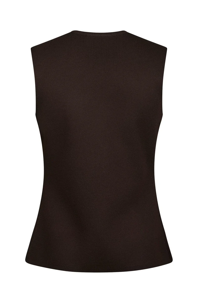 Neo Noir - Sway Smooth Knit Waistcoat 164704 - 676 - Dark Brown