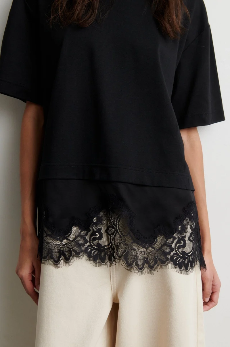 Second Female - Vaccara Lace Tee 61136 - 8001 Black