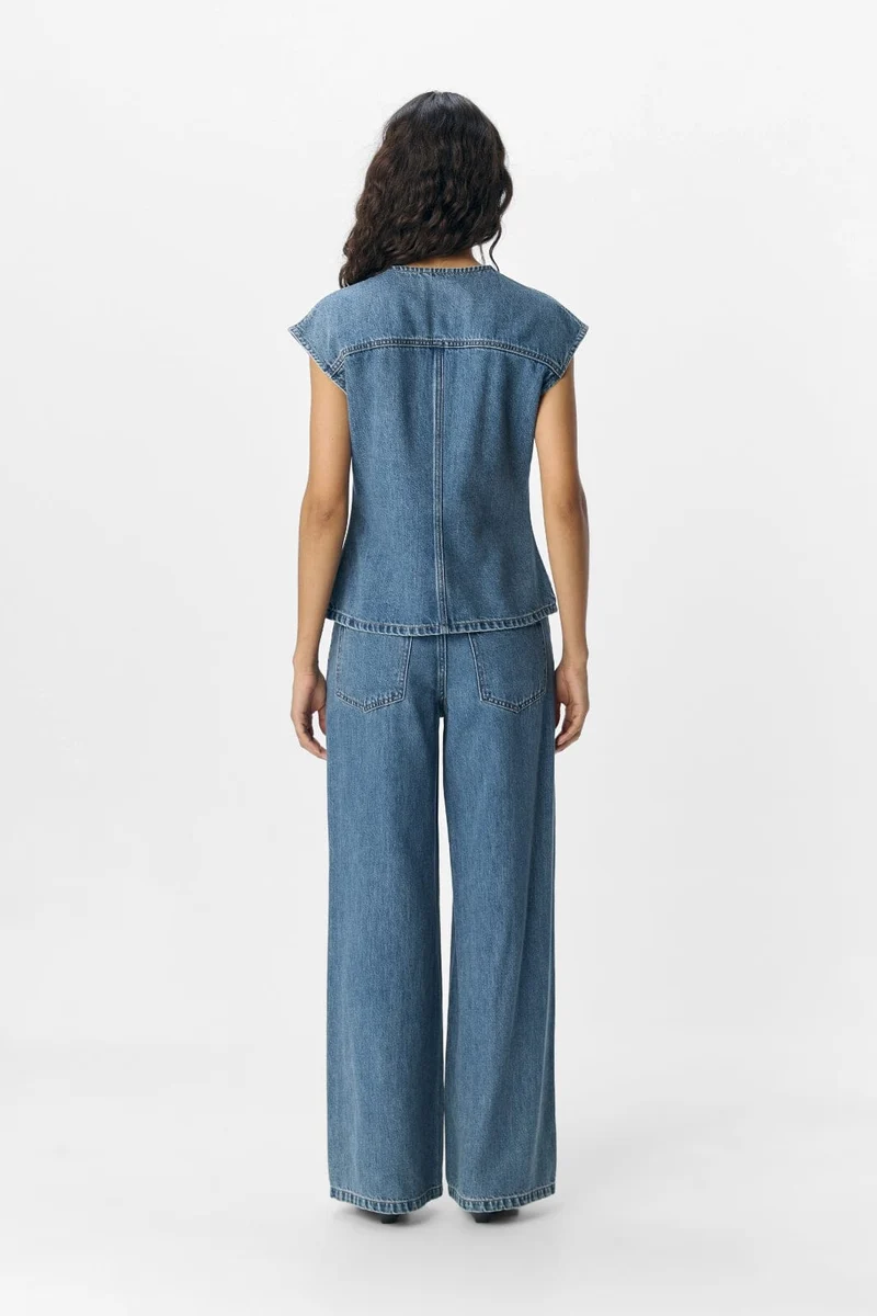 Object - Objdivona Denim S/L Waistcoat 140 - 4823942 Medium Blue Denim