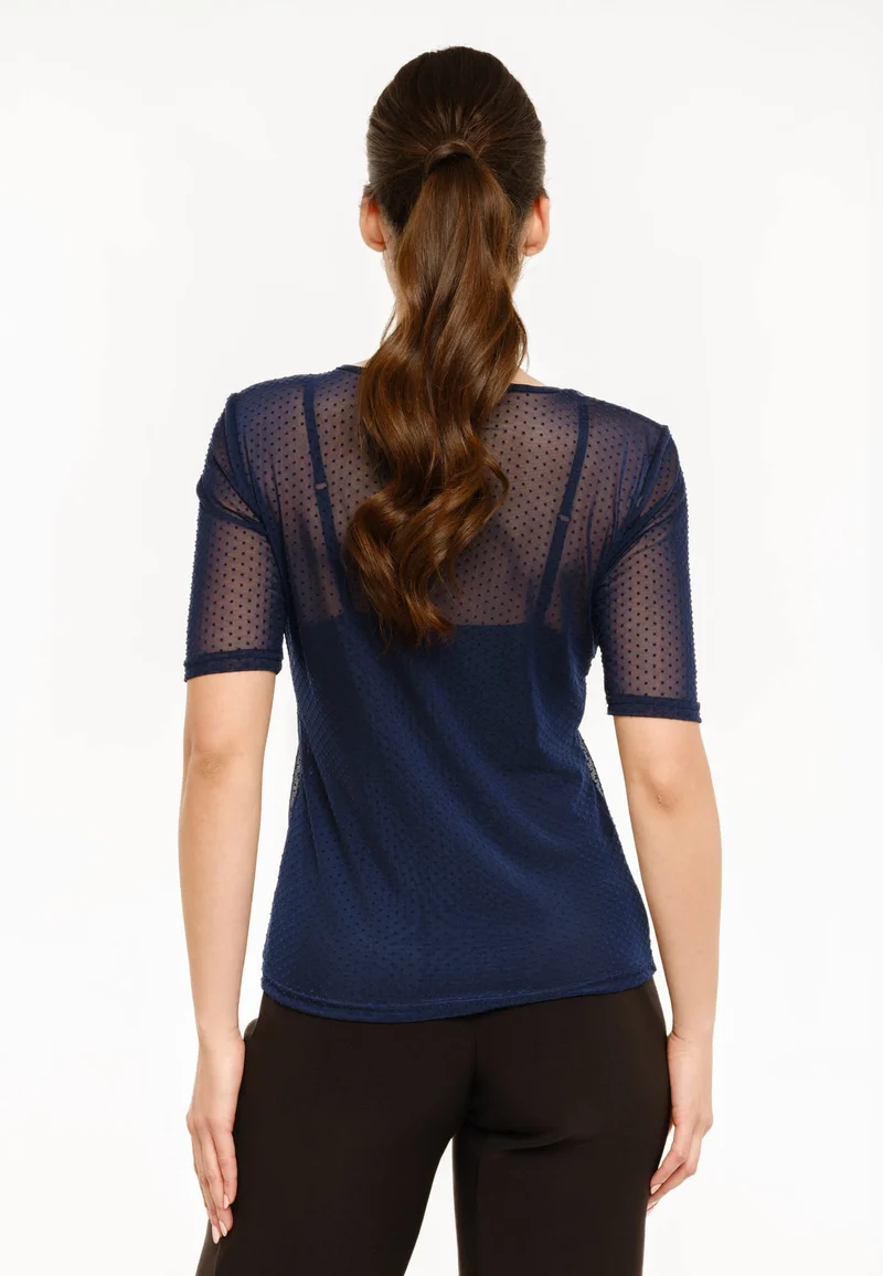 Liberte - Mesh Ss Tshirt, Dot 22011 - Navy