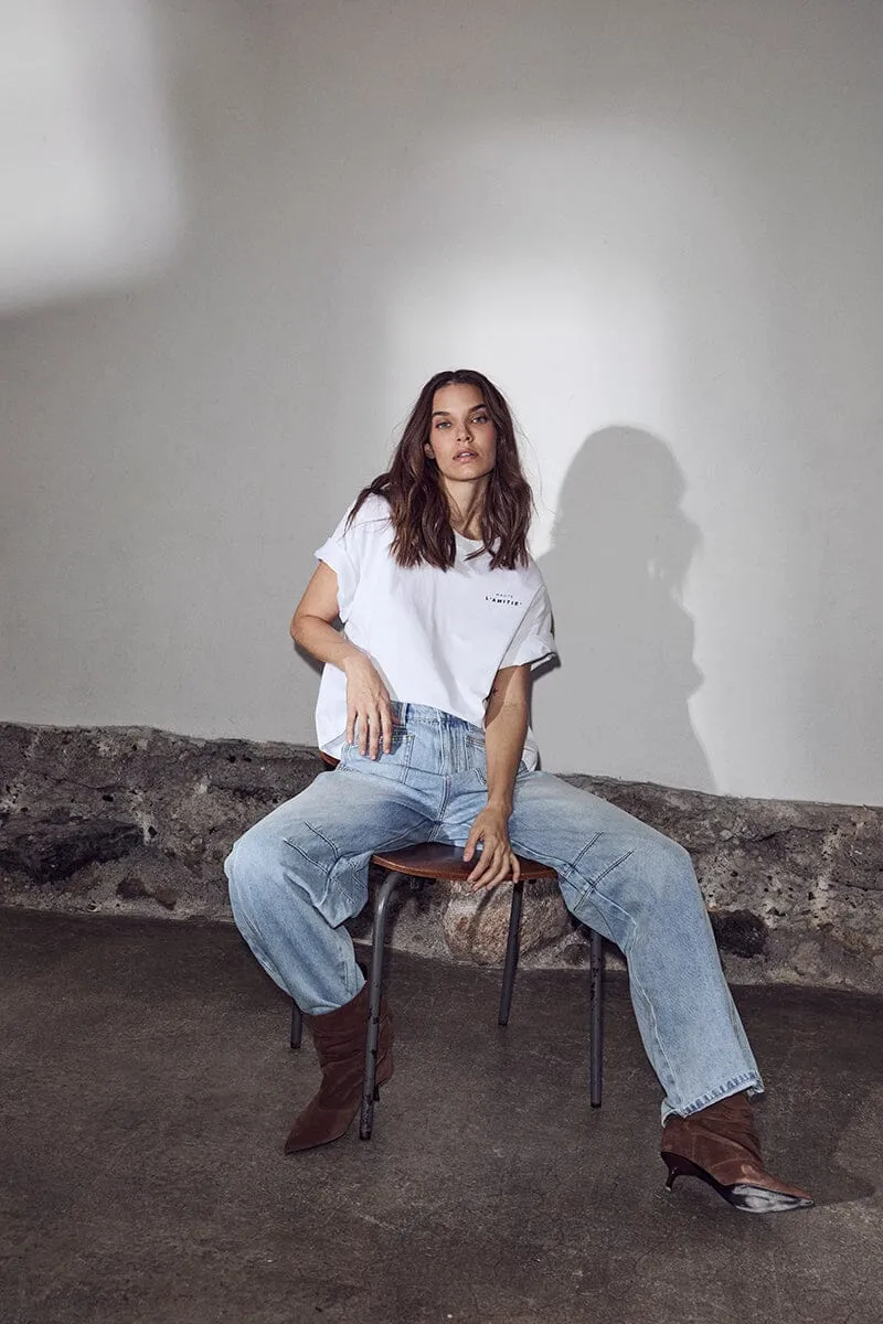 Haute L'Amitié - Barrel Front Pocket Jeans HL10700 - Bleached Denim