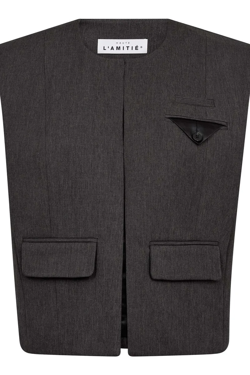 Haute L'Amitié - Amy Box Crop Waistcoat HL10683 - Grey Melangé