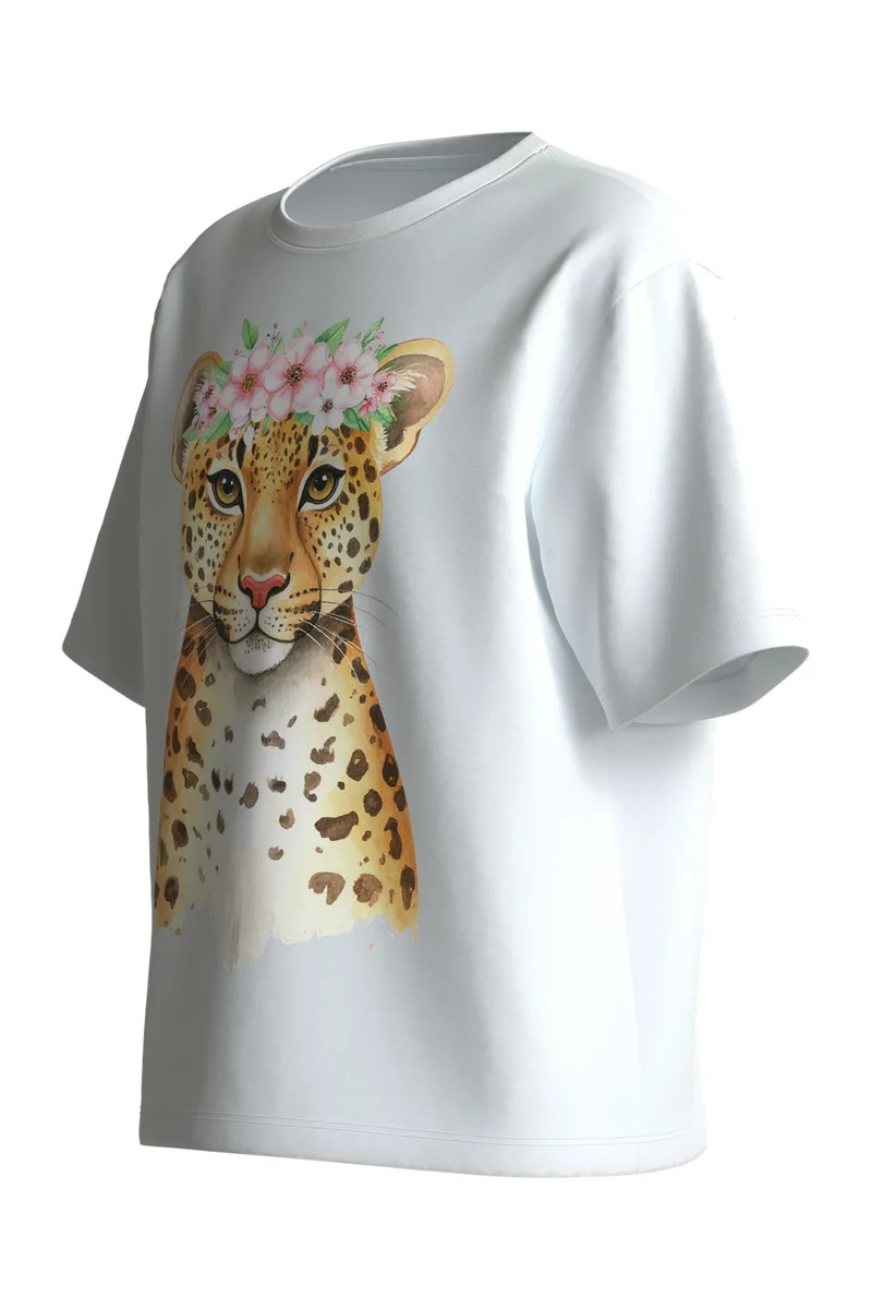 Name It - Nkfvotea Ss Nreg Top - 5088656 Bright White Flower Leopard