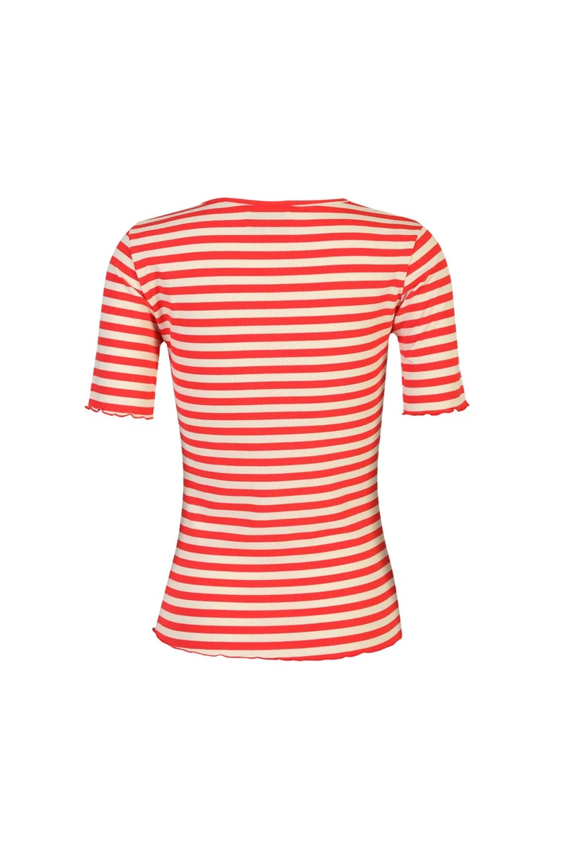 Liberte - Natalia Ss Blouse 9971 - Lobster Red Creme Stripe