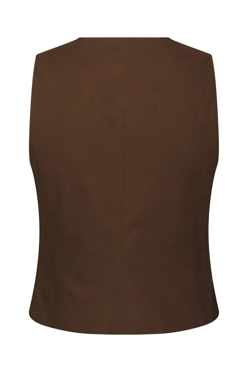 Neo Noir - Yula Linen Waistcoat 165181 - 676 - Dark Brown