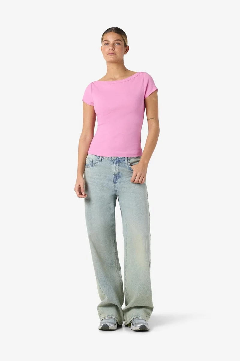 Noisy May - Nmmaya S/S Boatneck Top - 4915908 Begonia Pink