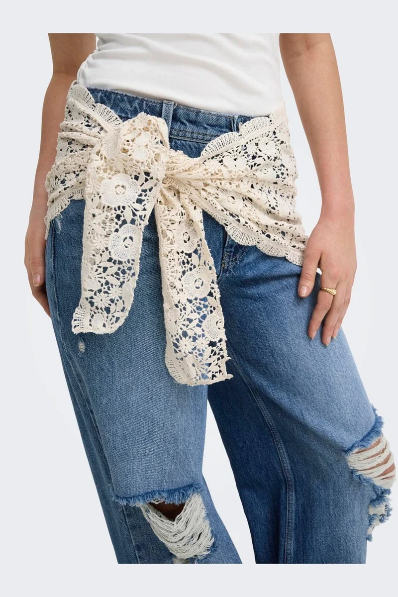 Only - Onlcarrie Reg Crochet Des Wide Dot - 5102334 Medium Blue Denim Crochet Belt