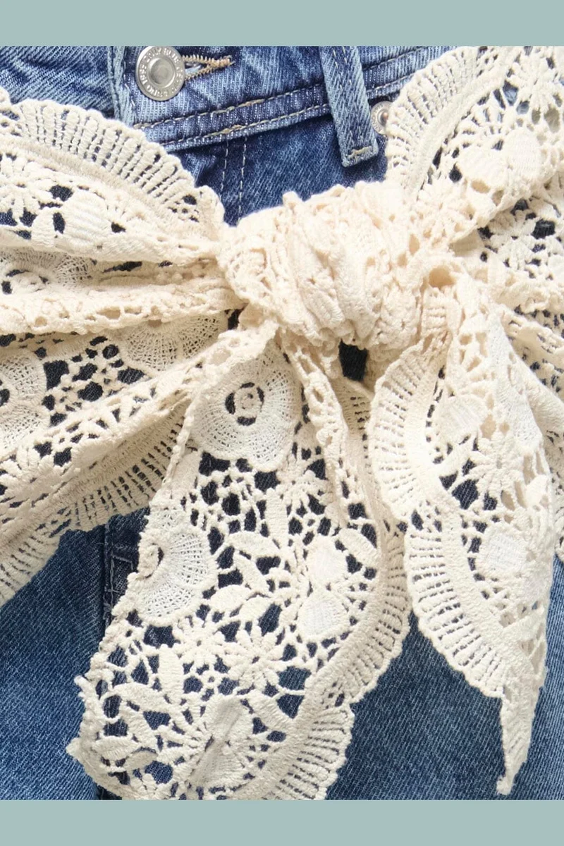 Only - Onlcarrie Reg Crochet Des Wide Dot - 5102334 Medium Blue Denim Crochet Belt