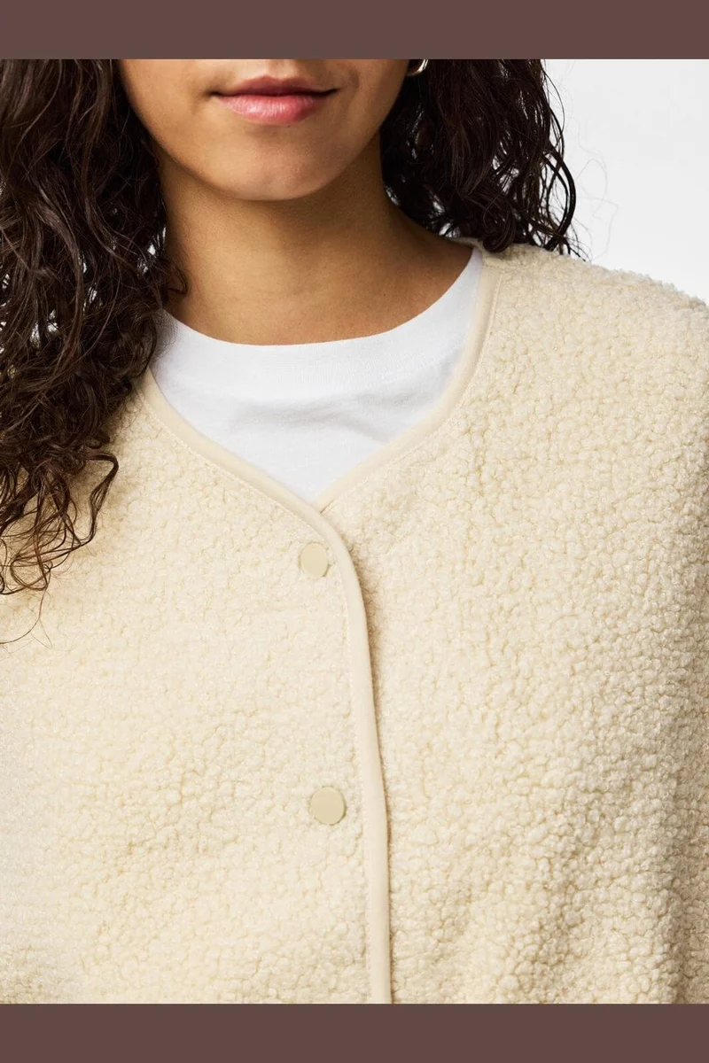 Pieces - Pckatty Teddy Vest - 4897815 Birch