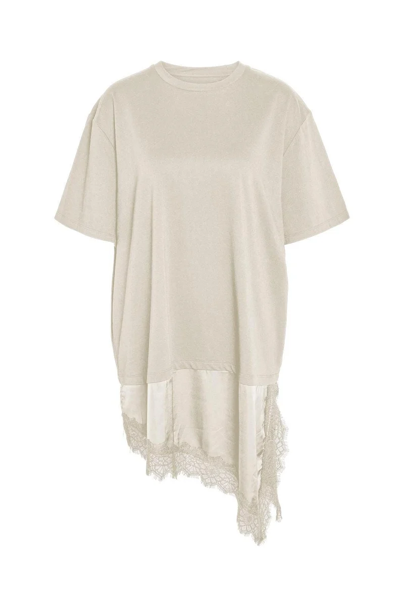 Noisy May - Nmfilla S/S Oversize Satin Lace T-Shirt - 5170181 Birch Dtm