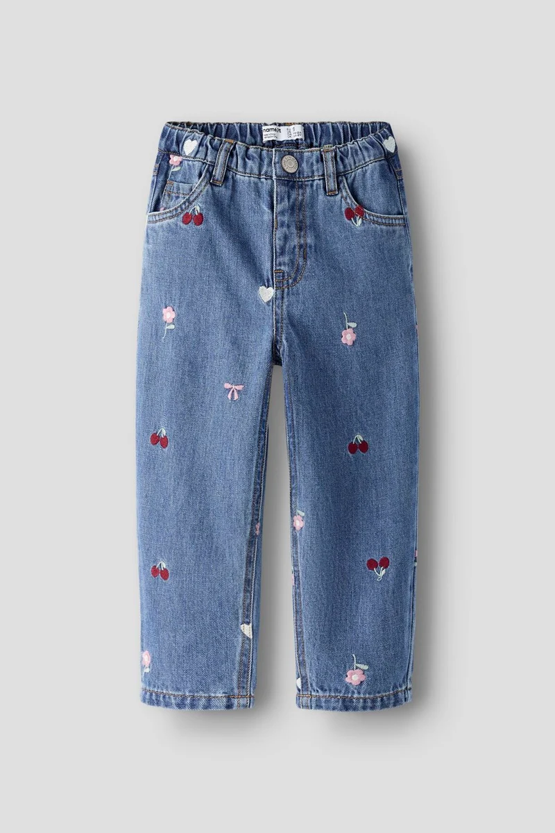 Name It - Nmfbella Barrel Emb Jeans 4870-Ov L - 5039142 Medium Blue Denim Emb