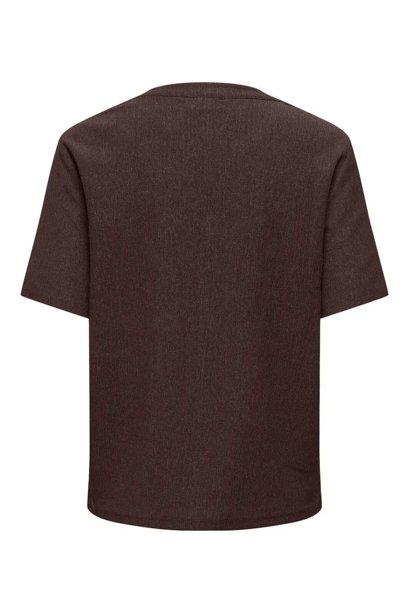 JDY - Jdydebbie Ss V Neck Top Dia - 5104544 Coffee Bean
