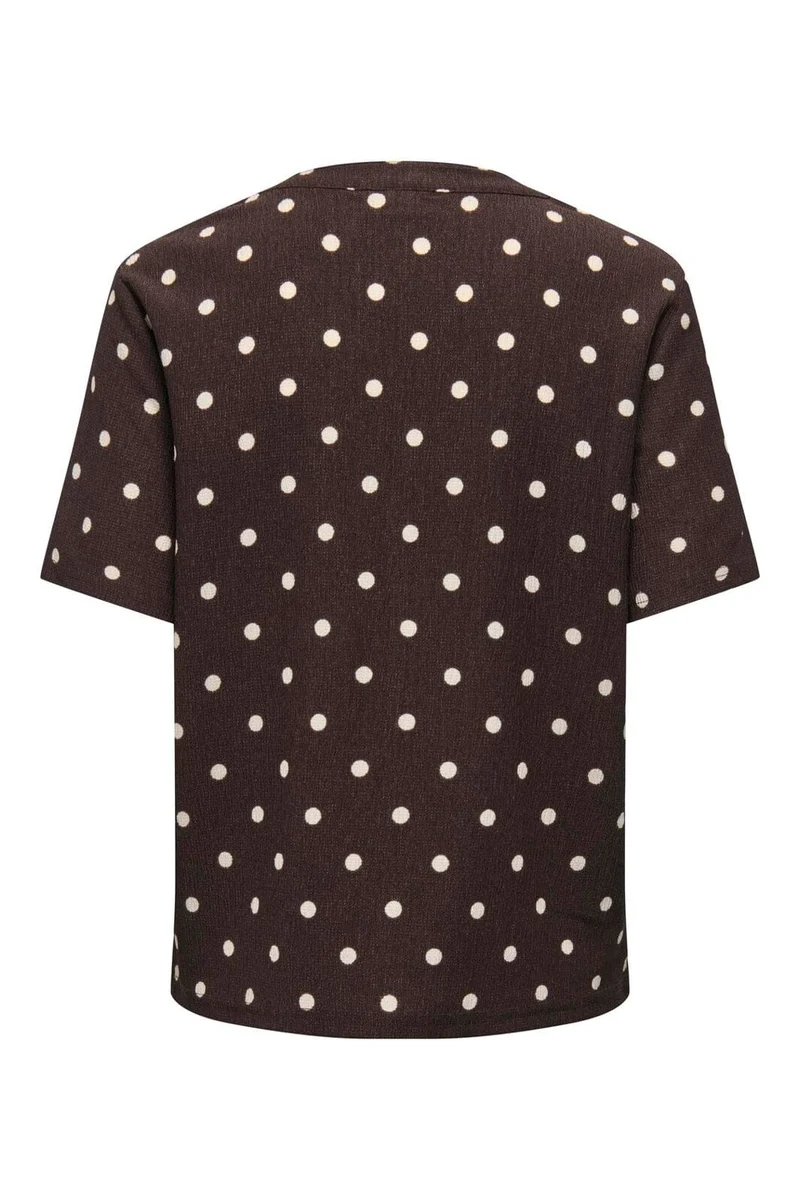 JDY - Jdydebbie Ss V Neck Top Dia - 5058910 Coffee Bean Sandshell Dot