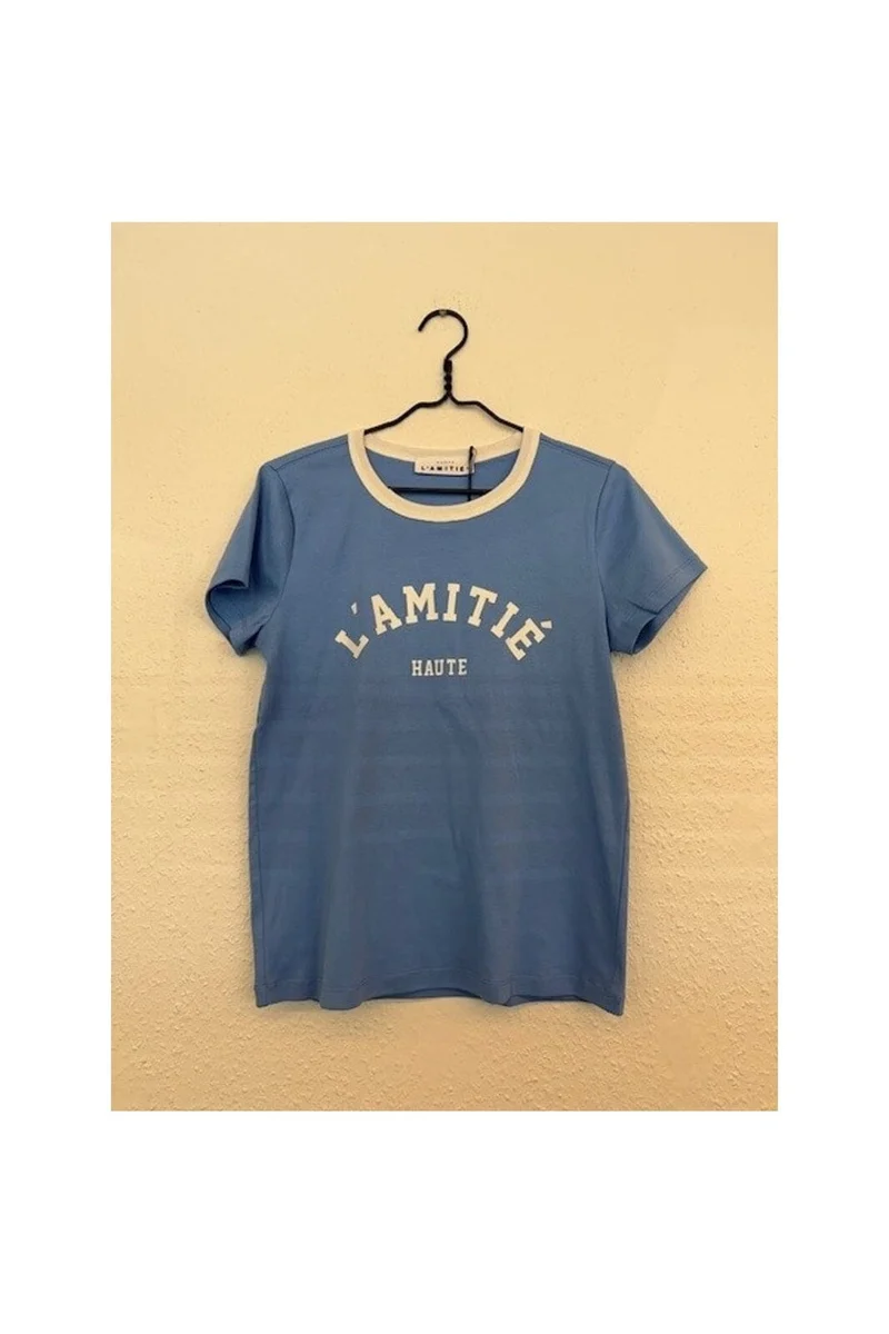 Haute L'Amitié - Neckline Logo Tee HL10006 - New Blue/ White Print
