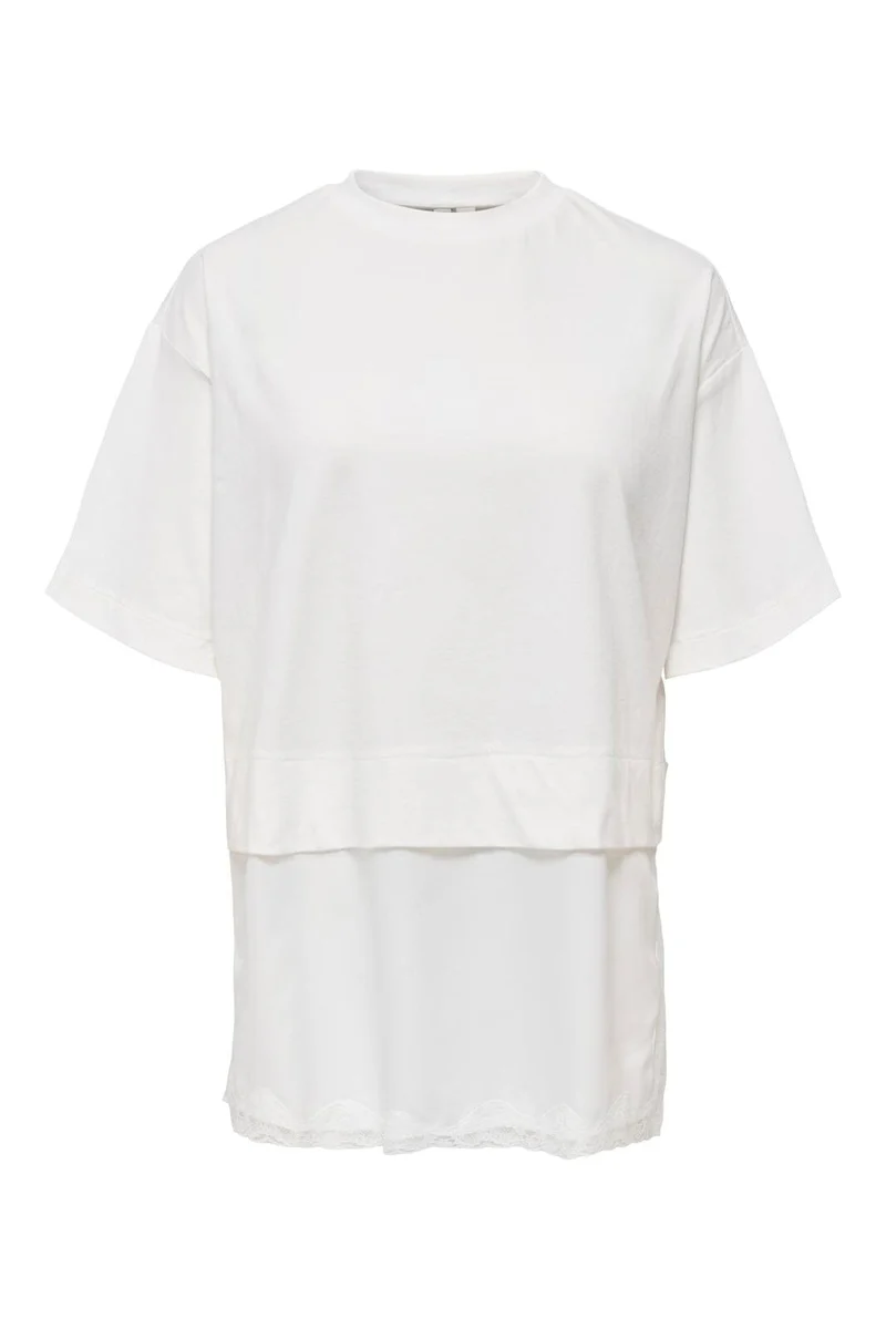 Only - Onlmexa S/S Tee Lace Top - 5122056 Cloud Dancer