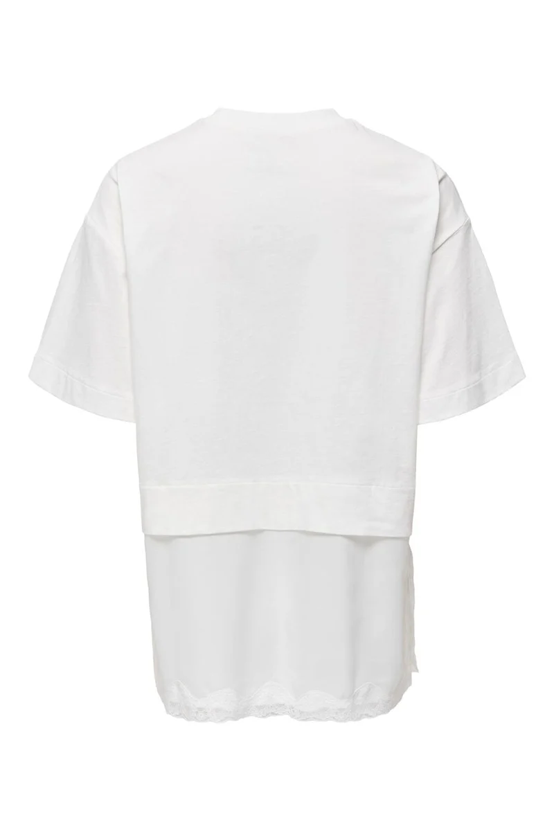 Only - Onlmexa S/S Tee Lace Top - 5122056 Cloud Dancer