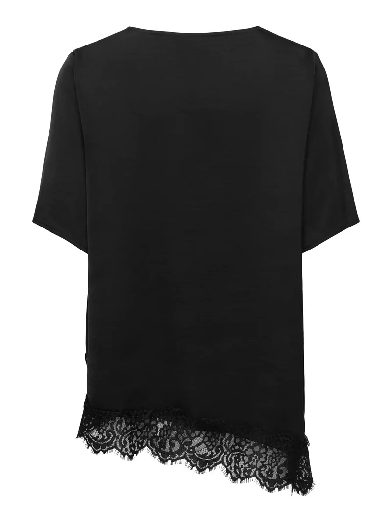 JDY - Jdyurba S/S Assymmetric Top - 5151513 Black With Black Lace