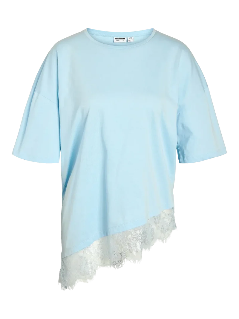 Noisy May - Nmeasy Lace Detail S/S T-Shirt /Tnt - 5141561 Cerulean Dtm Lace