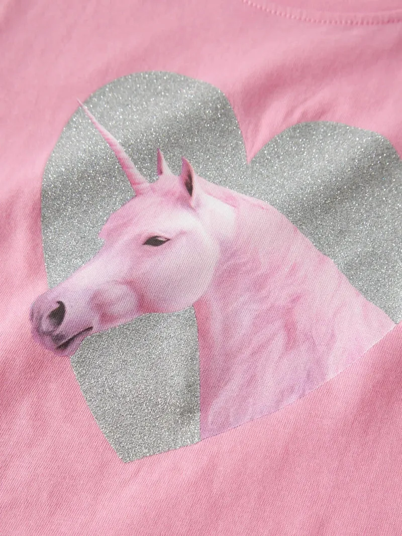 Name It - Nmfvotia Capsl Top - 5058356 Pink Drink Glitter Unicorn