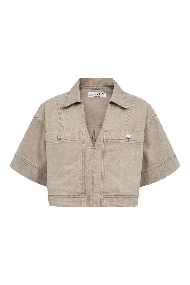 Haute L'Amitié - Drew Denim Top HL10643 - Khaki