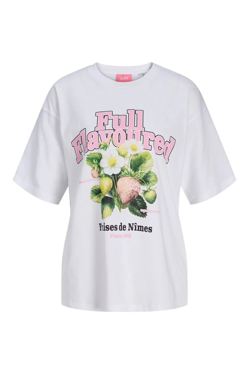 Jjxx - Jxmillow Loose Ss Tee Sp226 - 5008868 Bright White Strawberry