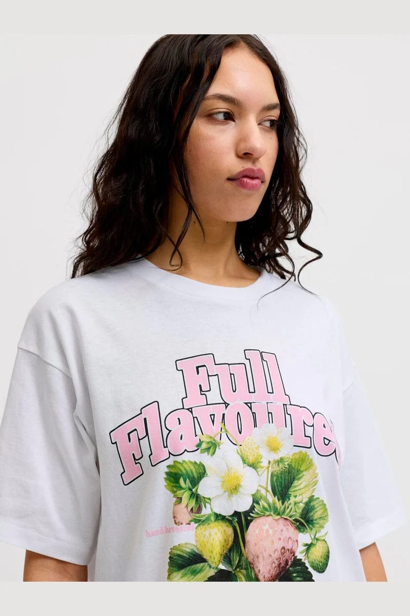 Jjxx - Jxmillow Loose Ss Tee Sp226 - 5008868 Bright White Strawberry