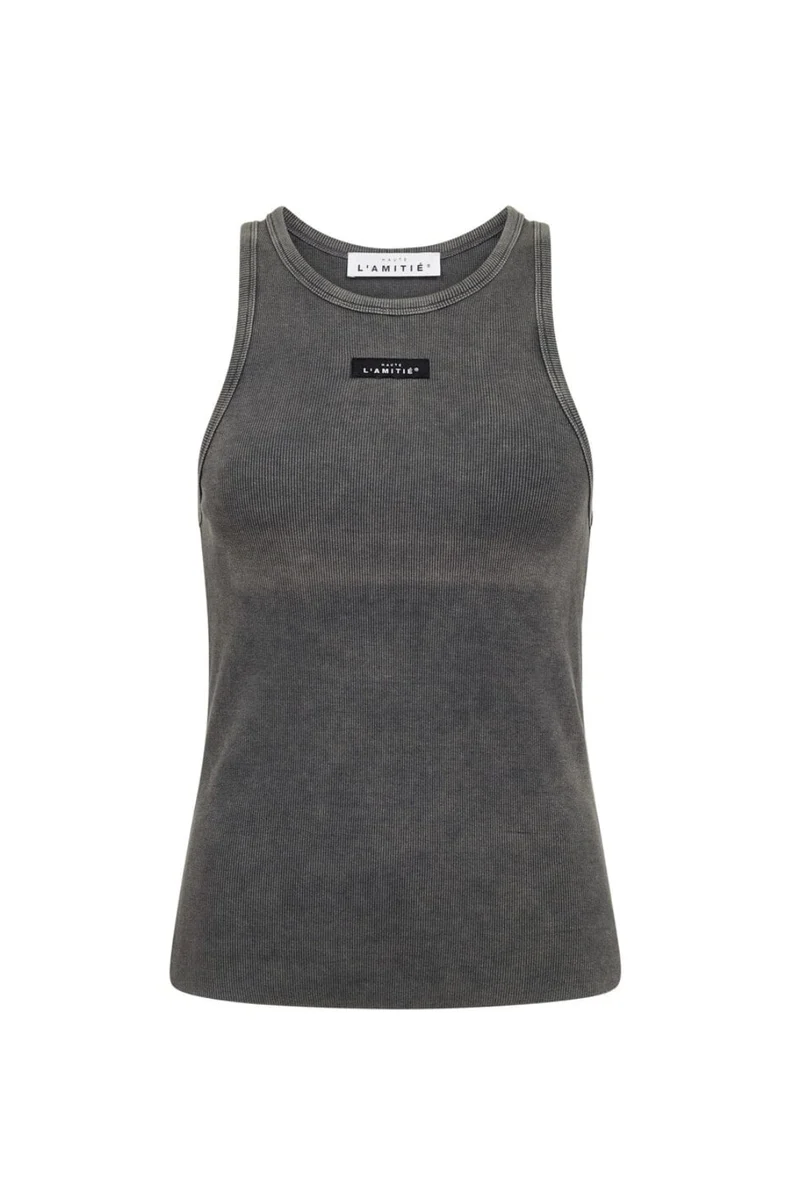 Haute L'Amitié - Acid Rib Badge Tank HL10510 - Black Acid Wash