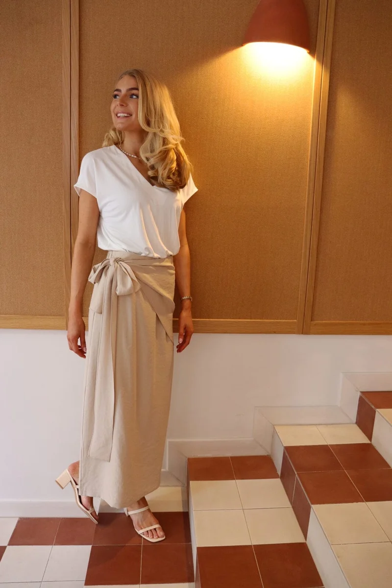 Liberte - Nuni Vneck Tshirt 22409 - Creme